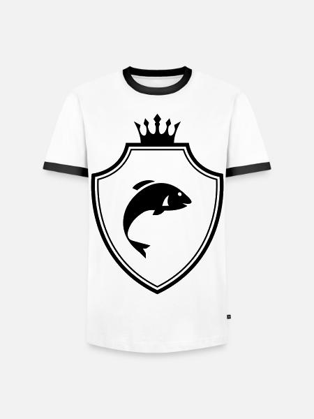 Fisch Wappen - Männer Kontrast-T-Shirt - Weiß/Schwarz