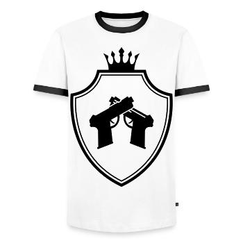 Pistole Wappen - Männer Kontrast-T-Shirt - Weiß/Schwarz - Vorne - AI Model Female 172 light (172cm) & AI Model Male 178 dark (178cm)