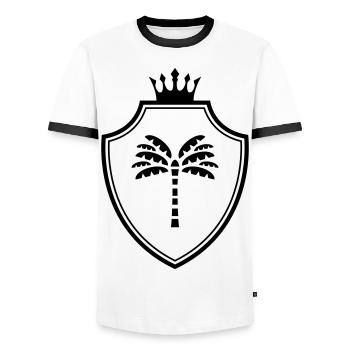 Armoiries de la palme - T-shirt contrasté Homme - blanc/noir - Devant - AI Model Female 172 light (172cm) & AI Model Male 178 dark (178cm)