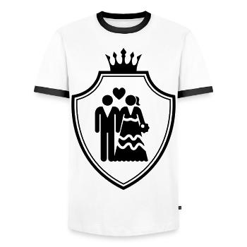 Couple Wedding Coat of Arms Bridal Couple - Men's Ringer Shirt - white/black - Front - AI Model Female 172 light (172cm) & AI Model Male 178 dark (178cm)