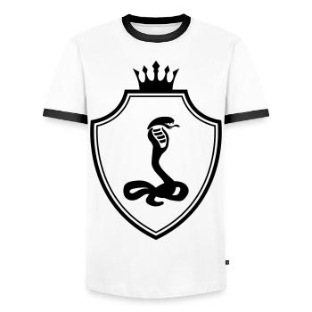 Snake Coat of arms cobra - Men's Ringer Shirt - white/black - Front - AI Model Female 172 light (172cm) & AI Model Male 178 dark (178cm)