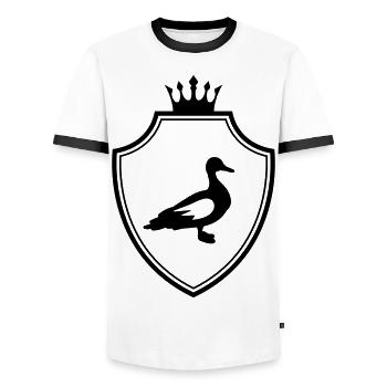Ente Wappen - Männer Kontrast-T-Shirt - Weiß/Schwarz - Vorne - AI Model Female 172 light (172cm) & AI Model Male 178 dark (178cm)