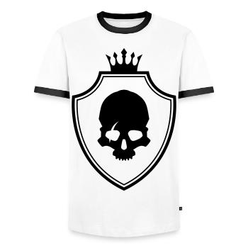 Skelett Wappen Totenkopf - Männer Kontrast-T-Shirt - Weiß/Schwarz - Vorne - AI Model Female 172 light (172cm) & AI Model Male 178 dark (178cm)