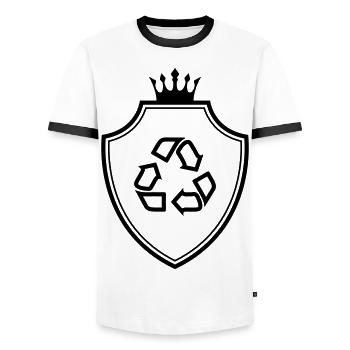 Recycling coat of arms - Men's Ringer Shirt - white/black - Front - AI Model Female 172 light (172cm) & AI Model Male 178 dark (178cm)