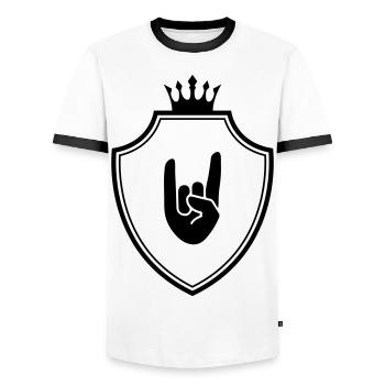 Party Hand Wappen Symbol - Männer Kontrast-T-Shirt - Weiß/Schwarz - Vorne - AI Model Female 172 light (172cm) & AI Model Male 178 dark (178cm)