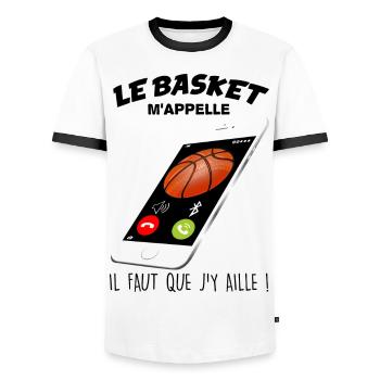 Basket m'appelle Humour basketball - T-shirt contrasté Homme - blanc/noir - Devant - AI Model Female 172 light (172cm) & AI Model Male 178 dark (178cm)
