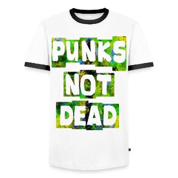 PUNKS NOT DEAD Punk Punks rocker ska punk - Men's Ringer Shirt - white/black - Front - AI Model Female 172 light (172cm) & AI Model Male 178 dark (178cm)
