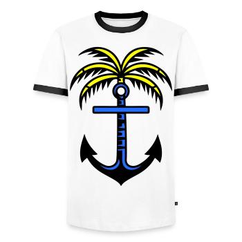 Icône d’ancre de palmier - T-shirt contrasté Homme - blanc/noir - Devant - AI Model Female 172 light (172cm) & AI Model Male 178 dark (178cm)