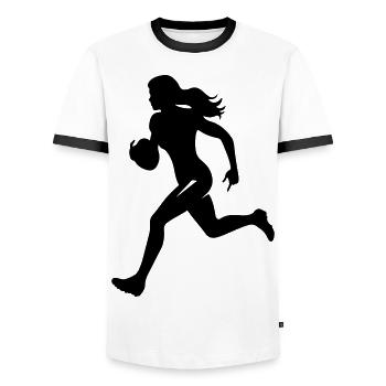 American Football Woman Silhouette - Men's Ringer Shirt - white/black - Front - AI Model Female 172 light (172cm) & AI Model Male 178 dark (178cm)