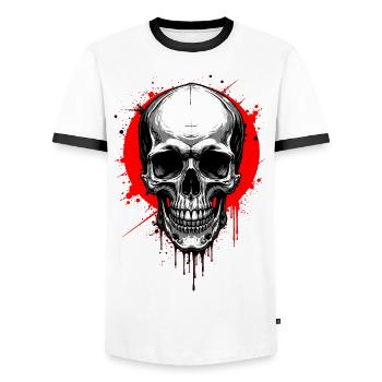 Totenkopf - Crâne - Schädel - T-shirt contrasté Homme - blanc/noir - Devant - AI Model Female 172 light (172cm) & AI Model Male 178 dark (178cm)