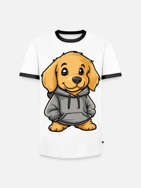 Golden Retriever Dog Funny - Men's Ringer Shirt - white/black