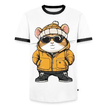 Hamster Cool Comic - Männer Kontrast-T-Shirt - Weiß/Schwarz - Vorne - AI Model Female 172 light (172cm) & AI Model Male 178 dark (178cm)