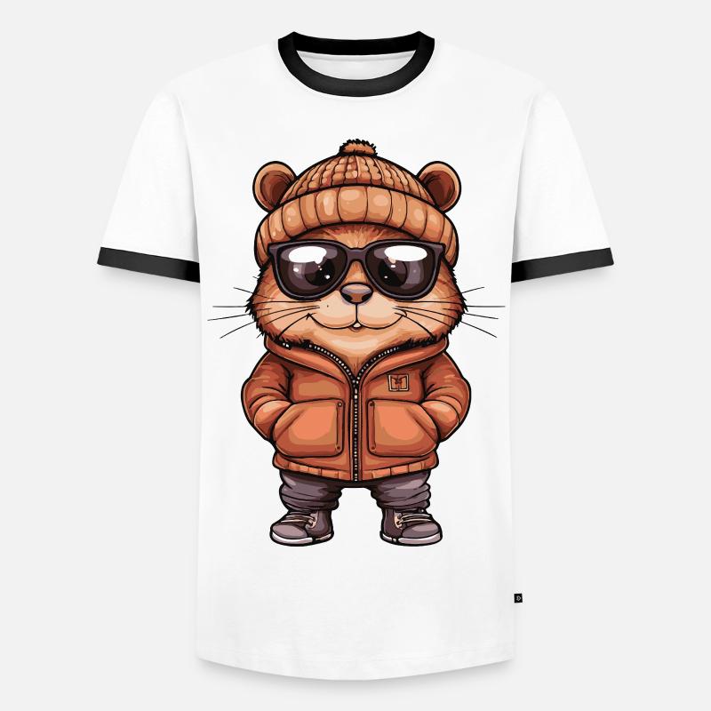 Beaver Cool Comic - Men's Ringer Shirt - white/black