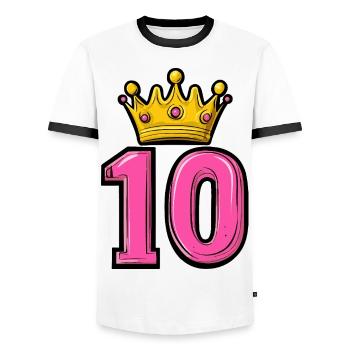 Couronne à 10 chiffres - T-shirt contrasté Homme - blanc/noir - Devant - AI Model Female 172 light (172cm) & AI Model Male 178 dark (178cm)