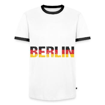 Berlin Capital Germany - Men's Ringer Shirt - white/black - Front - AI Model Female 172 light (172cm) & AI Model Male 178 dark (178cm)