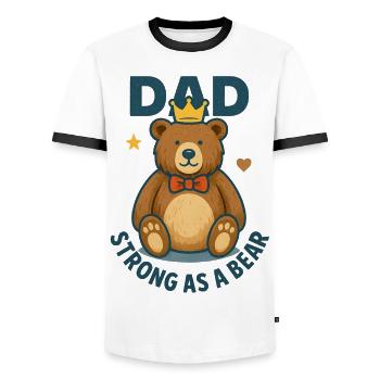 Dad, strong as a bear - Men's Ringer Shirt - white/black - Front - AI Model Female 172 light (172cm) & AI Model Male 178 dark (178cm)