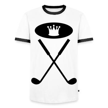 golfschläger - Männer Kontrast-T-Shirt - Weiß/Schwarz - Vorne - AI Model Female 172 light (172cm) & AI Model Male 178 dark (178cm)