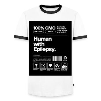Human with Epilepsy - Männer Kontrast-T-Shirt - Weiß/Schwarz - Vorne - AI Model Female 172 light (172cm) & AI Model Male 178 dark (178cm)