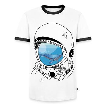 Ein Wal in den Sternen (schwarz) - Männer Kontrast-T-Shirt - Weiß/Schwarz - Vorne - AI Model Female 172 light (172cm) & AI Model Male 178 dark (178cm)