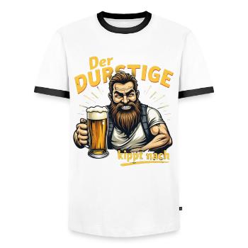 Der Durstige Bierheld - Männer Kontrast-T-Shirt - Weiß/Schwarz - Vorne - AI Model Female 172 light (172cm) & AI Model Male 178 dark (178cm)