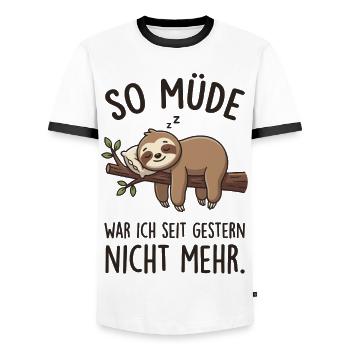 So Müde War Ich Seit Gestern Nicht Mehr Faultier - Männer Kontrast-T-Shirt - Weiß/Schwarz - Vorne - AI Model Female 172 light (172cm) & AI Model Male 178 dark (178cm)