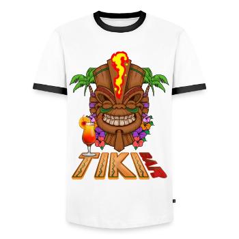 Tiki Paradise Tiki Bar Hawaii Sommer - Männer Kontrast-T-Shirt - Weiß/Schwarz - Vorne - AI Model Female 172 light (172cm) & AI Model Male 178 dark (178cm)
