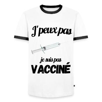 T-shirt j'peux pas je suis pas vacciné cadeau - T-shirt contrasté Homme - blanc/noir - Devant - AI Model Female 172 light (172cm) & AI Model Male 178 dark (178cm)