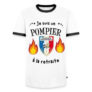 T-shirt je suis pompier a la retraite cadeau - T-shirt contrasté Homme - blanc/noir - Devant - AI Model Female 172 light (172cm) & AI Model Male 178 dark (178cm)