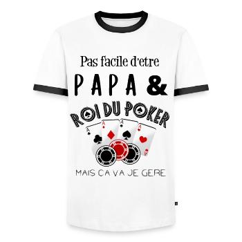 Pas facile d'être papa et roi du poker cadeau - T-shirt contrasté Homme - blanc/noir - Devant - AI Model Female 172 light (172cm) & AI Model Male 178 dark (178cm)