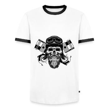 Have a Biker look. - Men's Ringer Shirt - white/black - Front - AI Model Female 172 light (172cm) & AI Model Male 178 dark (178cm)