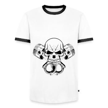 I am a Biker. - Men's Ringer Shirt - white/black - Front - AI Model Female 172 light (172cm) & AI Model Male 178 dark (178cm)