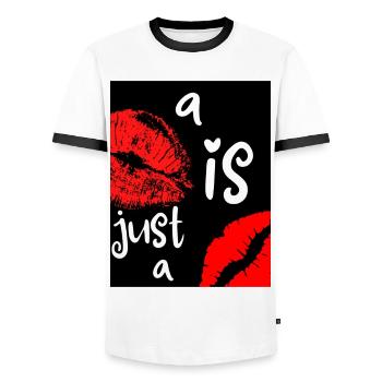 a kiss is just - Männer Kontrast-T-Shirt - Weiß/Schwarz - Vorne - AI Model Female 172 light (172cm) & AI Model Male 178 dark (178cm)