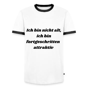 Nicht alt t-Shirt lustig Spruch alt ist attraktiv - Männer Kontrast-T-Shirt - Weiß/Schwarz - Vorne - AI Model Female 172 light (172cm) & AI Model Male 178 dark (178cm)