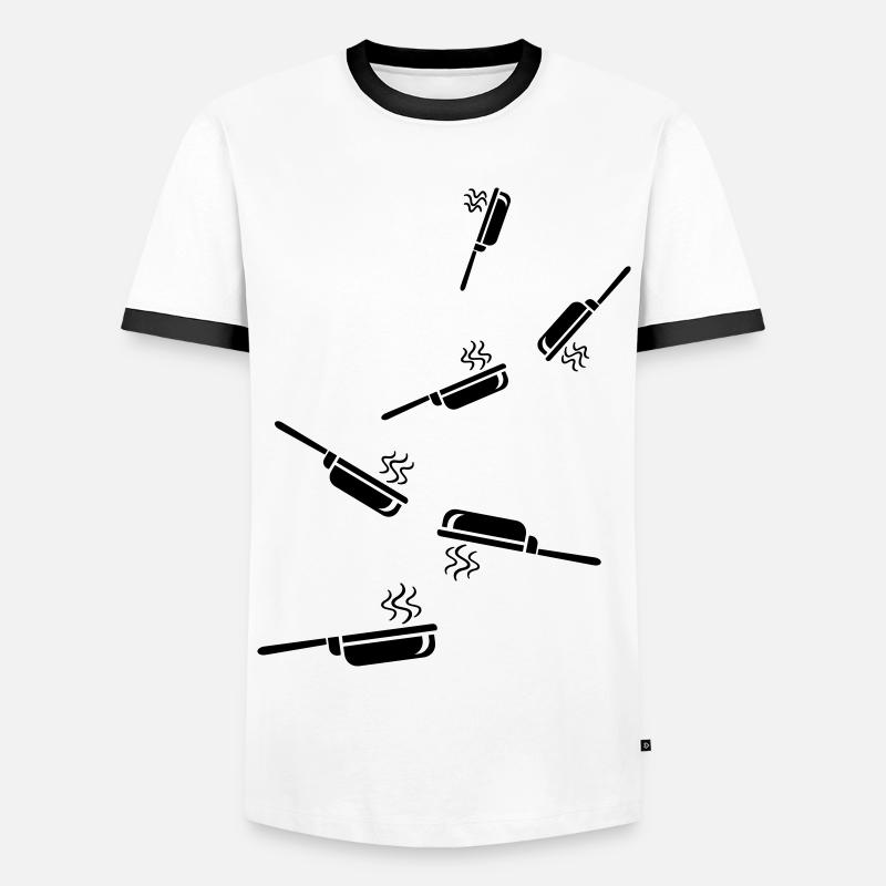 Pfanne Kochen - Männer Kontrast-T-Shirt - Weiß/Schwarz