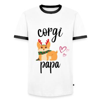 Men Christmas Corgi Dog Papa Man Girls Puppy Dad - Men's Ringer Shirt - white/black - Front - AI Model Female 172 light (172cm) & AI Model Male 178 dark (178cm)