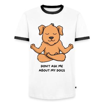 Don't Ask me about my dog - Men's Ringer Shirt - white/black - Front - AI Model Female 172 light (172cm) & AI Model Male 178 dark (178cm)