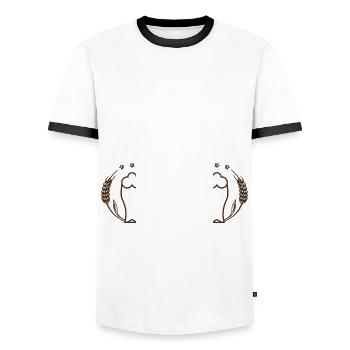 Als Fußballer gescheitert an der Theke gefeiert. - Männer Kontrast-T-Shirt - Weiß/Schwarz - Vorne - AI Model Female 172 light (172cm) & AI Model Male 178 dark (178cm)