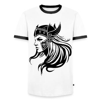 Viking Femme Guerrière Viking - T-shirt contrasté Homme - blanc/noir - Devant - AI Model Female 172 light (172cm) & AI Model Male 178 dark (178cm)