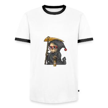 So viele Idioten! - Männer Kontrast-T-Shirt - Weiß/Schwarz - Vorne - AI Model Female 172 light (172cm) & AI Model Male 178 dark (178cm)