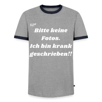 Keine Fotos - Männer Kontrast-T-Shirt - Grau/Navy  - Vorne - AI Model Female 172 light (172cm) & AI Model Male 178 light (178cm)