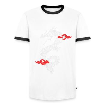 logo dragon - T-shirt contrasté Homme - blanc/noir - Devant - AI Model Female 172 light (172cm) & AI Model Male 178 dark (178cm)