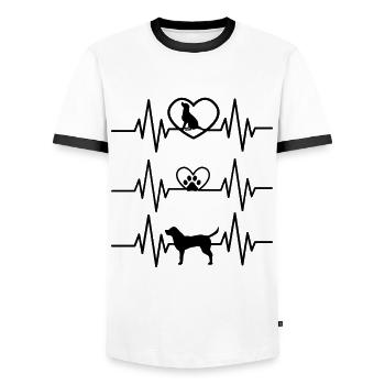 J’aime mon chien - Heartbeat pour animal de compagnie - T-shirt contrasté Homme - blanc/noir - Devant - AI Model Female 172 light (172cm) & AI Model Male 178 dark (178cm)