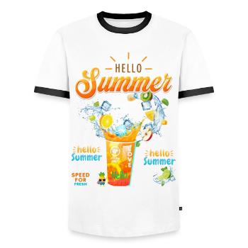 Hello Summer - Männer Kontrast-T-Shirt - Weiß/Schwarz - Vorne - AI Model Female 172 light (172cm) & AI Model Male 178 dark (178cm)