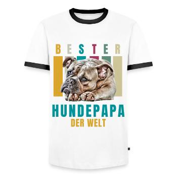BESTER HUNDEPAPA Bulldogge Hund Hunde Old English - Männer Kontrast-T-Shirt - Weiß/Schwarz - Vorne - AI Model Female 172 light (172cm) & AI Model Male 178 dark (178cm)
