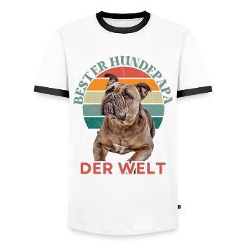 BESTER HUNDEPAPA Bulldogge Hund Hunde Old English - Männer Kontrast-T-Shirt - Weiß/Schwarz - Vorne - AI Model Female 172 light (172cm) & AI Model Male 178 dark (178cm)