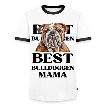 BEST BULLDOGGEN MAMA I Hundebesitzer Geschenk - Männer Kontrast-T-Shirt - Weiß/Schwarz - Vorne - AI Model Female 172 light (172cm) & AI Model Male 178 dark (178cm)