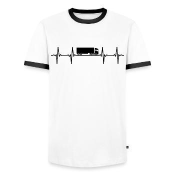 truck driver heartbeat truck - Men's Ringer Shirt - white/black - Front - AI Model Female 172 light (172cm) & AI Model Male 178 dark (178cm)