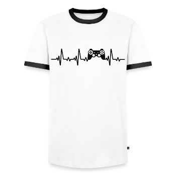 konsole herzschlag zocker gamer - Männer Kontrast-T-Shirt - Weiß/Schwarz - Vorne - AI Model Female 172 light (172cm) & AI Model Male 178 dark (178cm)
