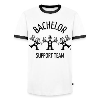 Équipe de soutien Bachelor (Caricature / Danse / 1C) - T-shirt contrasté Homme - blanc/noir - Devant - AI Model Female 172 light (172cm) & AI Model Male 178 dark (178cm)