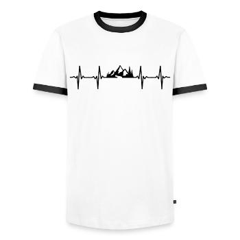 Berge Herzschlag Wandern Bergsteigern Berg T-Shirt - Männer Kontrast-T-Shirt - Weiß/Schwarz - Vorne - AI Model Female 172 light (172cm) & AI Model Male 178 dark (178cm)